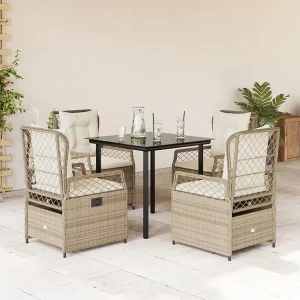 Garden Furniture – 5-delige Tuinset met kussens poly rattan beige Garden Furniture – 5-delige Tuinset met kussens poly rattan beige