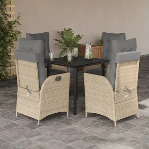 Garden Furniture – 5-delige Tuinset met kussens poly rattan beige Garden Furniture – 5-delige Tuinset met kussens poly rattan beige