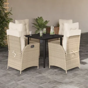 Garden Furniture – 5-delige Tuinset met kussens poly rattan beige Garden Furniture – 5-delige Tuinset met kussens poly rattan beige