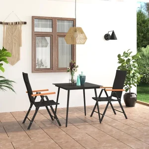 Garden Furniture – 3-delige Tuinset zwart en bruin Garden Furniture – 3-delige Tuinset zwart en bruin