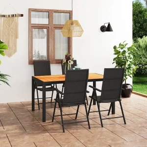 Garden Furniture – 5-delige Tuinset zwart en bruin Garden Furniture – 5-delige Tuinset zwart en bruin