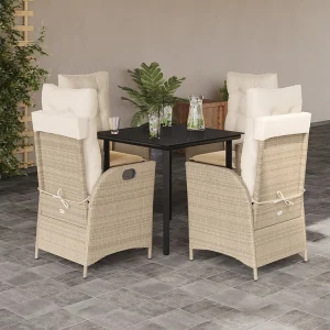 Garden Furniture – 5-delige Tuinset met kussens poly rattan beige Garden Furniture – 5-delige Tuinset met kussens poly rattan beige