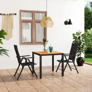 Garden Furniture – 3-delige Tuinset zwart en bruin Garden Furniture – 3-delige Tuinset zwart en bruin