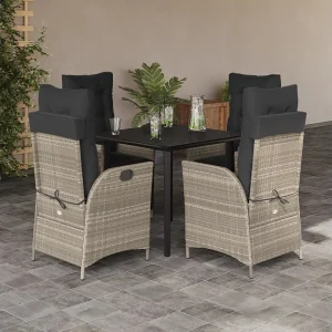 Garden Furniture – 5-delige Tuinset met kussens poly rattan lichtgrijs Garden Furniture – 5-delige Tuinset met kussens poly rattan lichtgrijs