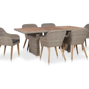 Garden Furniture – 7-delige Tuinset met kussens poly rattan zwart Garden Furniture – 7-delige Tuinset met kussens poly rattan zwart