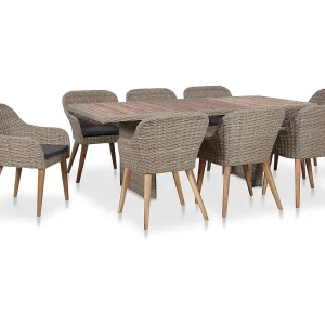 Garden Furniture – 9-delige Tuinset met kussens poly rattan zwart Garden Furniture – 9-delige Tuinset met kussens poly rattan zwart