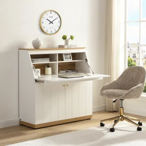 Secretaire van mdf in wit en naturel – DUTASI