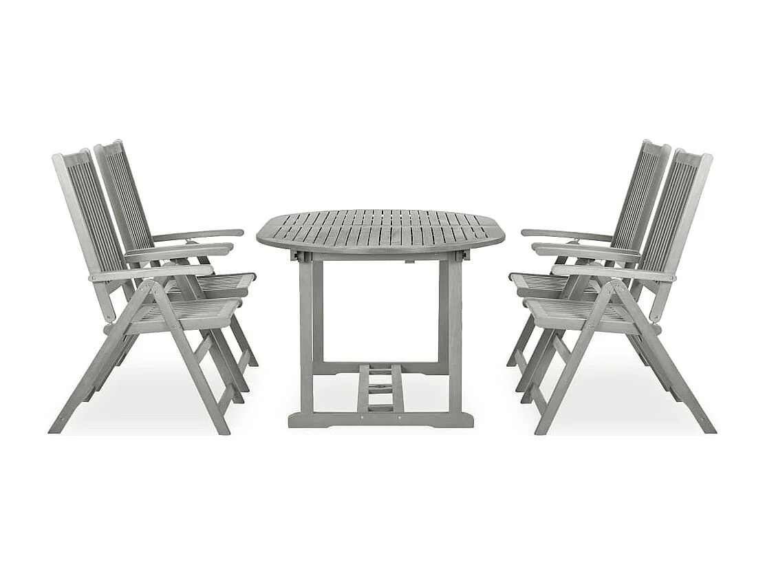 Dylrik 5-delige tuinset (150-200)x100cm massief acaciahout grijs