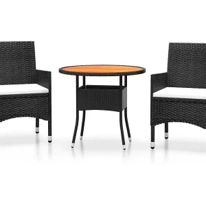 Ellira  3-delige Tuinset poly rattan zwart