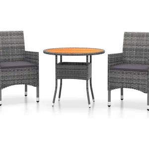 Ellira  3-delige Tuinset poly rattan grijs