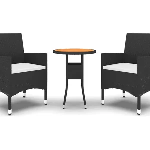 Eorin  3-delige Tuinset poly rattan zwart