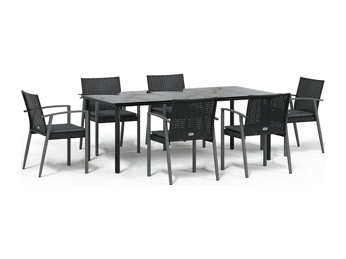 Ephrata 7-delige Tuinset met kussens poly rattan en staal