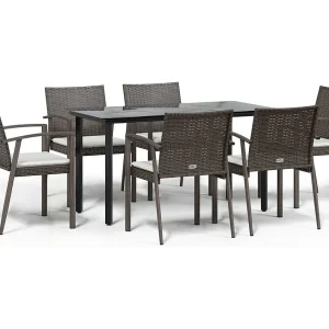 Ephrata  7-delige Tuinset met kussens poly rattan en staal