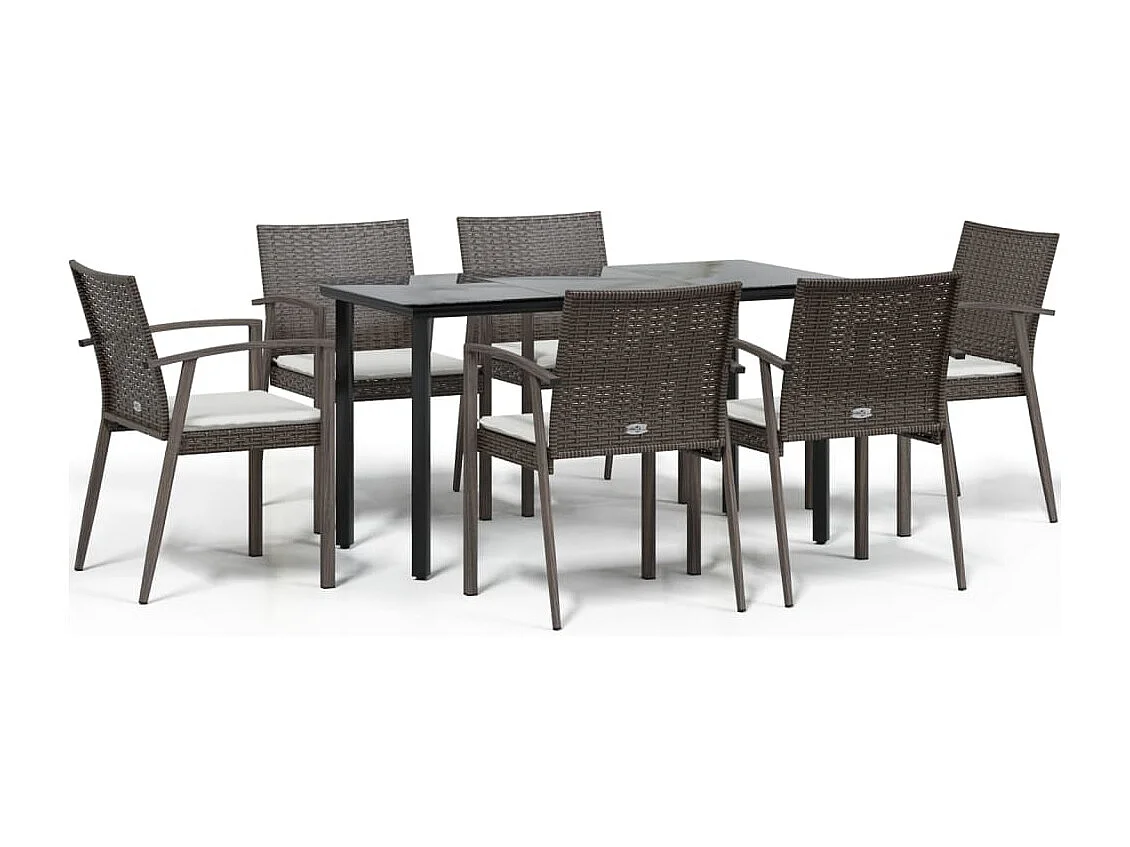 Ephrata 7-delige Tuinset met kussens poly rattan en staal