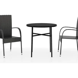 Eglantine 3-delige Tuinset poly rattan zwart Eglantine 3-delige Tuinset poly rattan zwart