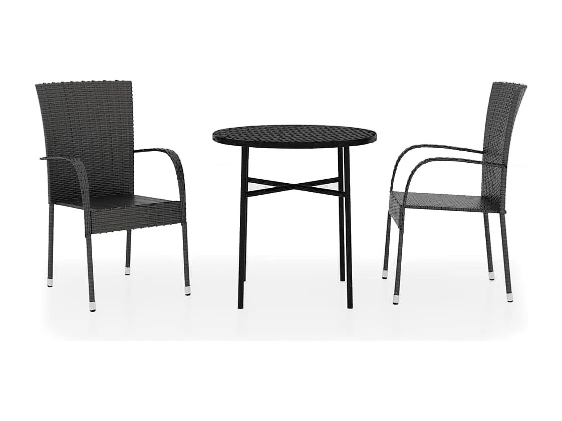 Eglantine 3-delige Tuinset poly rattan zwart