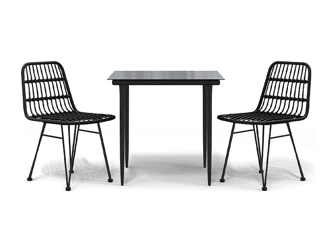Eden Prairie 3-delige Tuinset poly rattan zwart