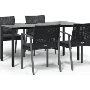 Ephrata  5-delige Tuinset met kussens poly rattan en staal