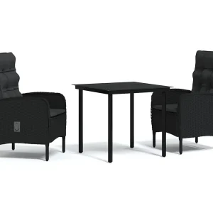 Eliseo 3-delige Tuinset met kussens zwart Eliseo 3-delige Tuinset met kussens zwart