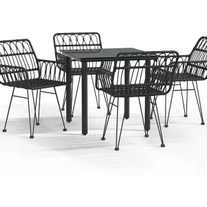 Francisca  5-delige Tuinset poly rattan zwart