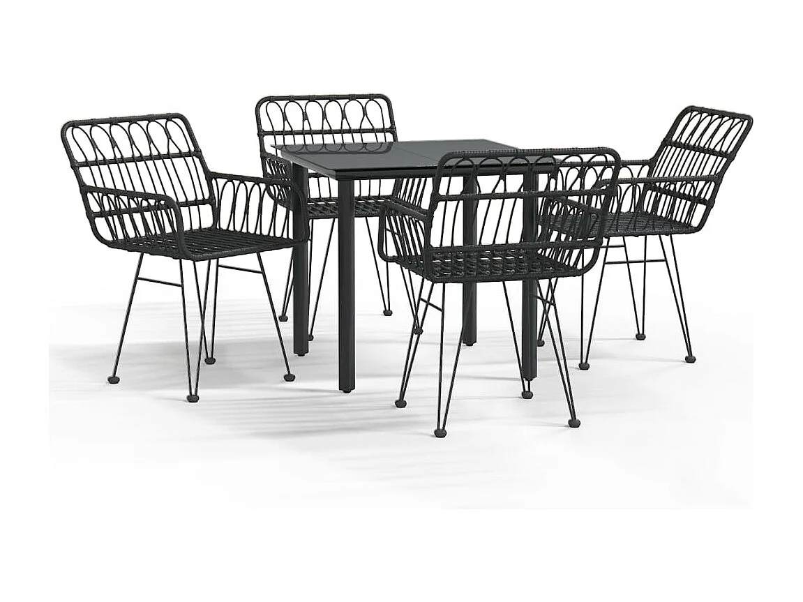 Francisca 5-delige Tuinset poly rattan zwart