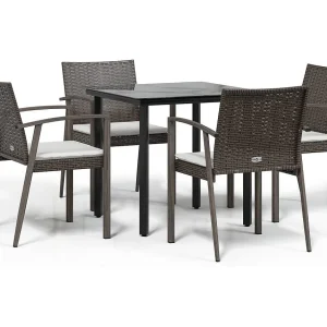 Ephrata  5-delige Tuinset met kussens poly rattan en staal