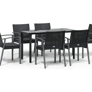 Ephrata 7-delige Tuinset met kussens poly rattan en staal Ephrata 7-delige Tuinset met kussens poly rattan en staal