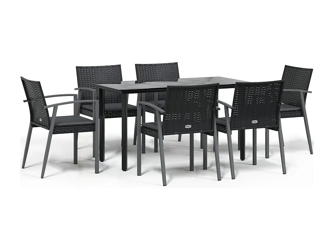 Ephrata 7-delige Tuinset met kussens poly rattan en staal