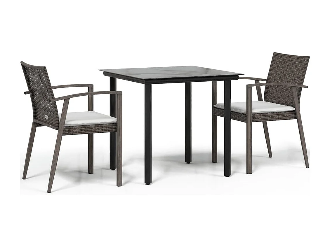 Ephrata 3-delige Tuinset met kussens poly rattan en staal