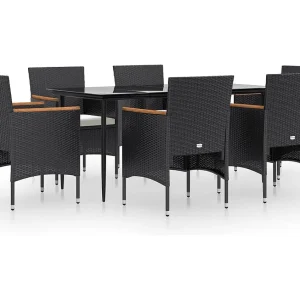 Frynjal 7-delige Tuinset met kussens zwart Frynjal 7-delige Tuinset met kussens zwart