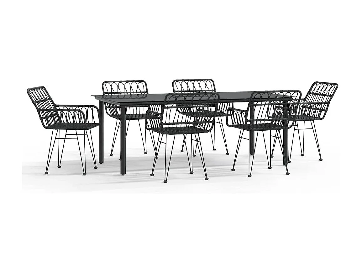 Francisca 7-delige Tuinset poly rattan zwart