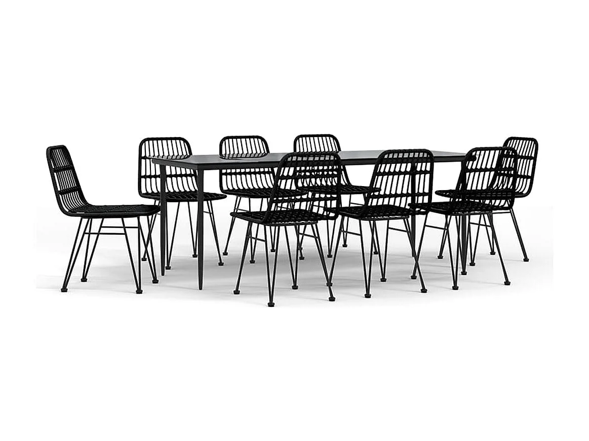 Eden Prairie 9-delige Tuinset poly rattan zwart