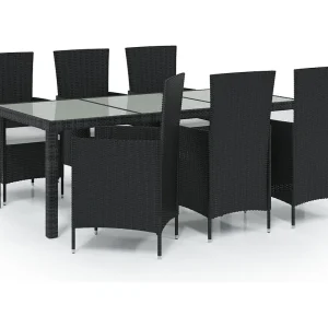 Fea 7-delige Tuinset met kussens poly rattan zwart Fea 7-delige Tuinset met kussens poly rattan zwart