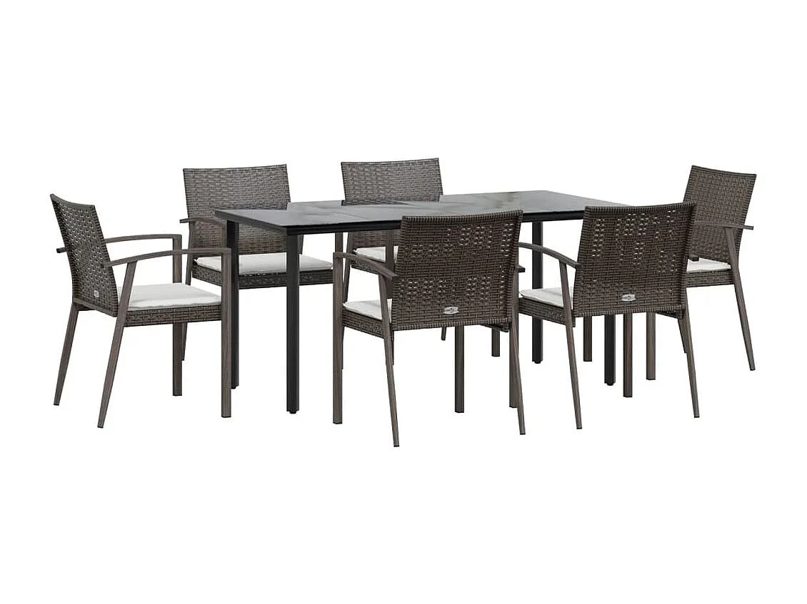 Ephrata 7-delige Tuinset met kussens poly rattan en staal