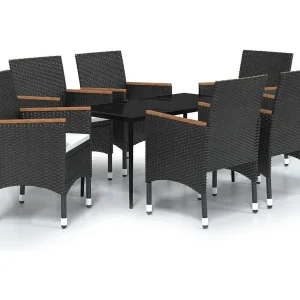 Frynjal 7-delige Tuinset met kussens zwart Frynjal 7-delige Tuinset met kussens zwart
