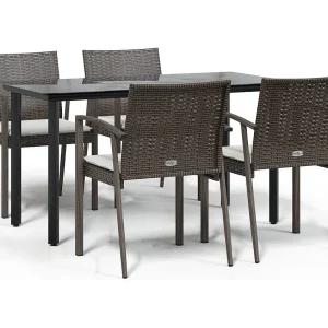 Ephrata  5-delige Tuinset met kussens poly rattan en staal