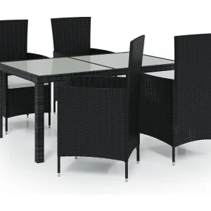 Fea 5-delige Tuinset met kussens poly rattan zwart Fea 5-delige Tuinset met kussens poly rattan zwart