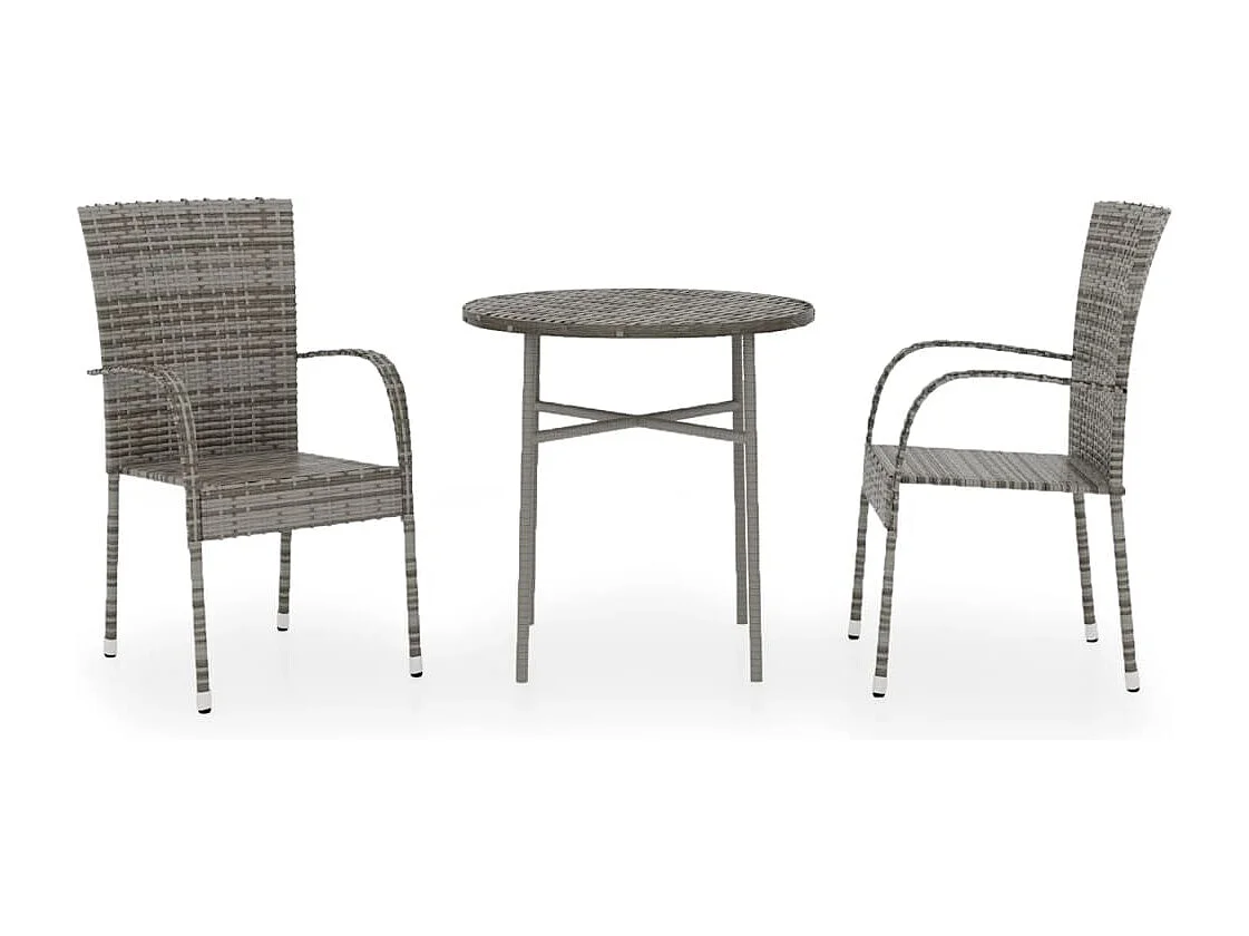 Eglantine 3-delige Tuinset poly rattan grijs