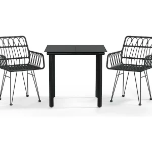 Francisca  3-delige Tuinset poly rattan zwart