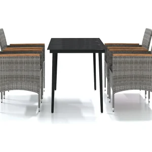 Frynjal 5-delige Tuinset met kussens grijs en zwart Frynjal 5-delige Tuinset met kussens grijs en zwart