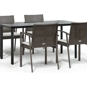 Ephrata  5-delige Tuinset met kussens poly rattan en staal