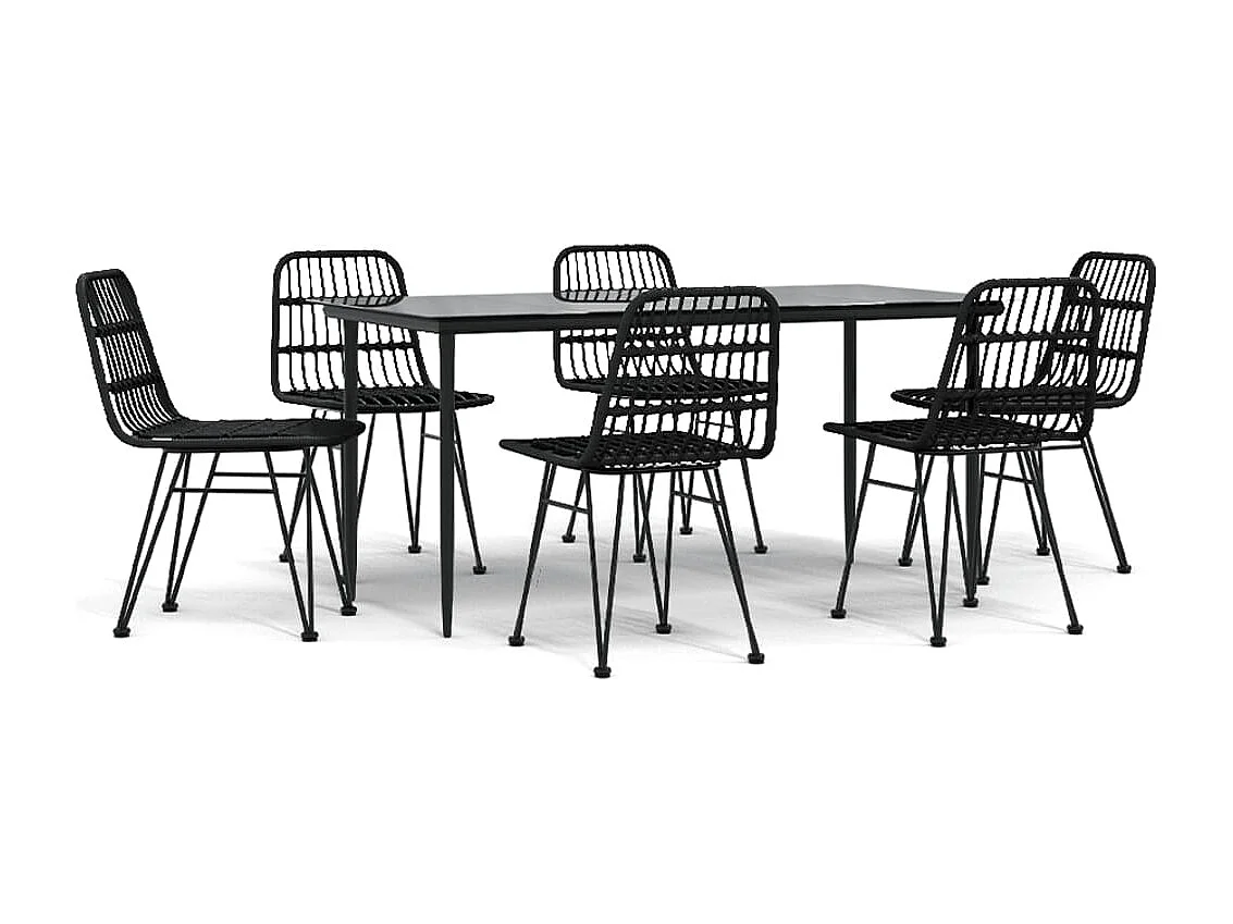 Eden Prairie 7-delige Tuinset poly rattan zwart