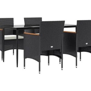 Frynjal 5-delige Tuinset met kussens zwart Frynjal 5-delige Tuinset met kussens zwart