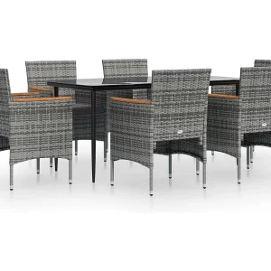 Frynjal 7-delige Tuinset met kussens grijs en zwart Frynjal 7-delige Tuinset met kussens grijs en zwart