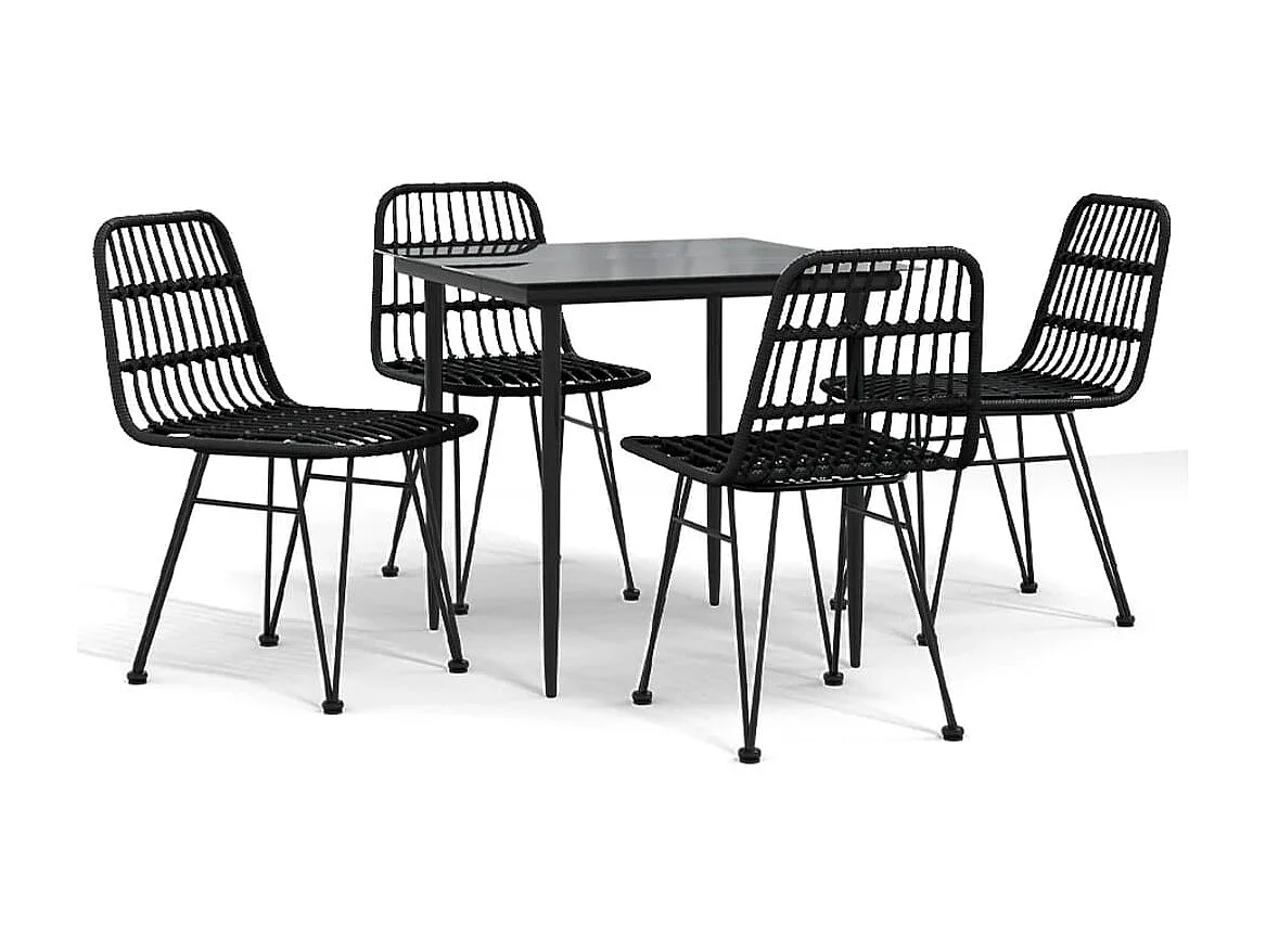Eden Prairie 5-delige Tuinset poly rattan zwart