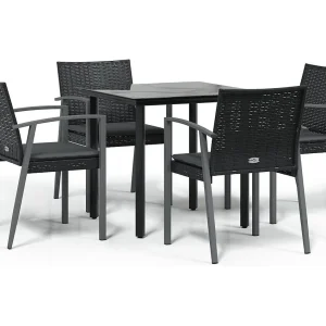 Ephrata  5-delige Tuinset met kussens poly rattan en staal