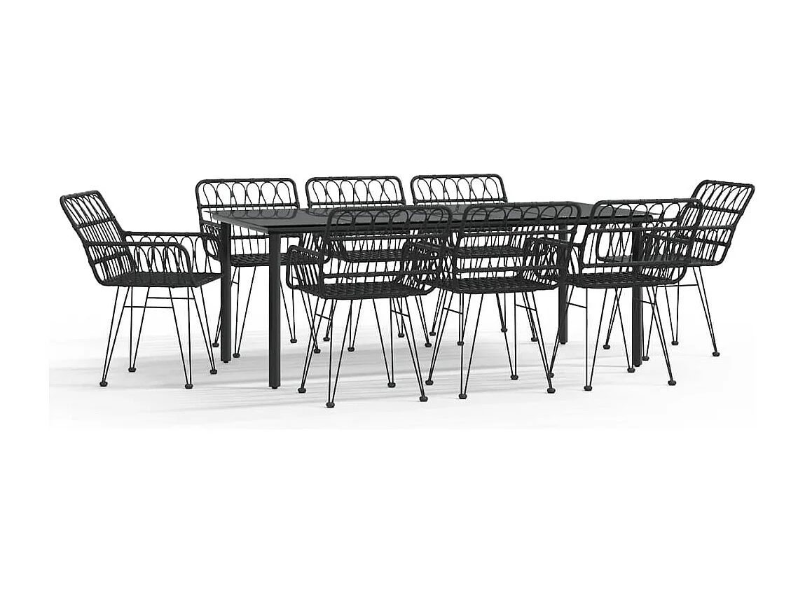 Francisca 9-delige Tuinset poly rattan zwart