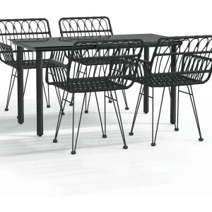 Francisca  5-delige Tuinset poly rattan zwart