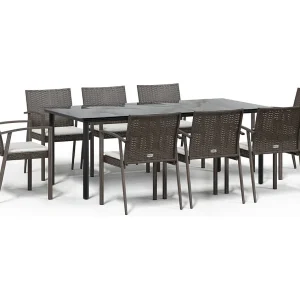 Ephrata 9-delige Tuinset met kussens poly rattan en staal Ephrata 9-delige Tuinset met kussens poly rattan en staal
