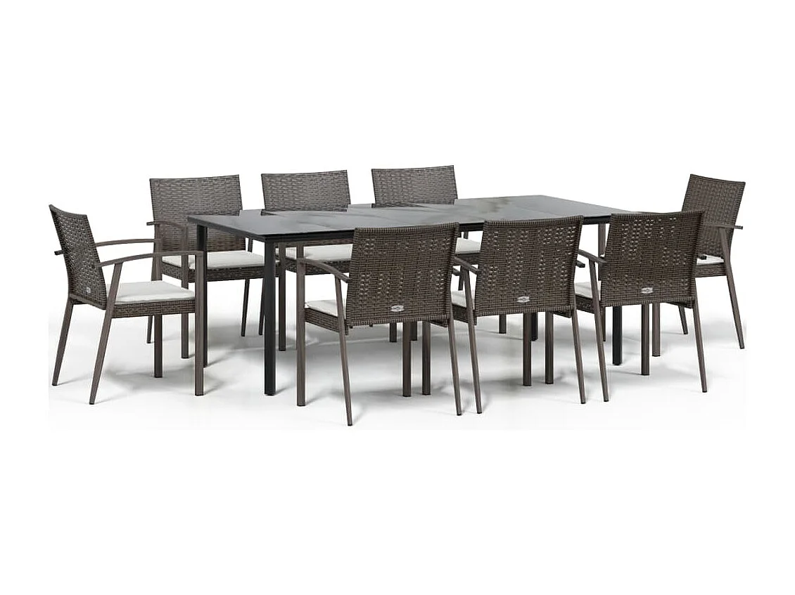 Ephrata 9-delige Tuinset met kussens poly rattan en staal